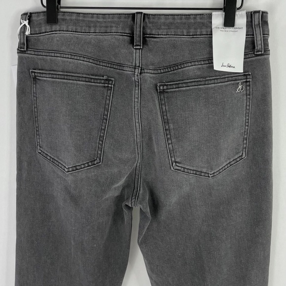 New Sam Edelman High Rise Ripped Stiletto Straight Leg Jeans Xtna Grey Size 30 - Picture 11 of 16